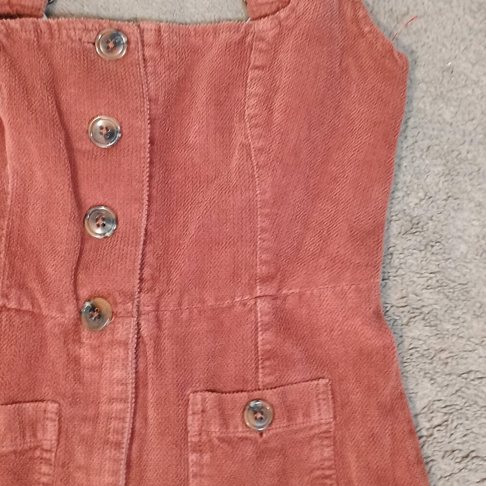 Urban Outfitters/Jumpsuit/Womens XS/Terracotta Wide Leg Corduroy Button Front - Picture 6 of 9